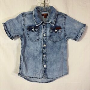 7 for all Mankind Boys‎ Denim Button-Up Shirt  Distressed  Size 3t